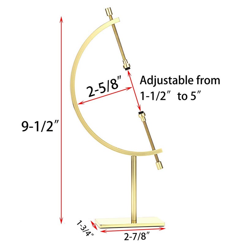 JUXYES Golden Toned Sphere Holder Caliper Stand, Caliper Style Display Stand For Mineral, Ornament, Gem, Shell, Coin, etc (M) - Image 2